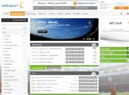 Betsson web site entry page - good simple design offering Sportsbook, Betting Exchange, Poker & Casino online gambling options
