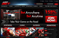 Stylish and easy to follow home page at Justbet
