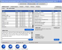 The Eurobet Poker Lobby illustrates EuroBet Pokers simple, intuitive interface - click to visit it for real