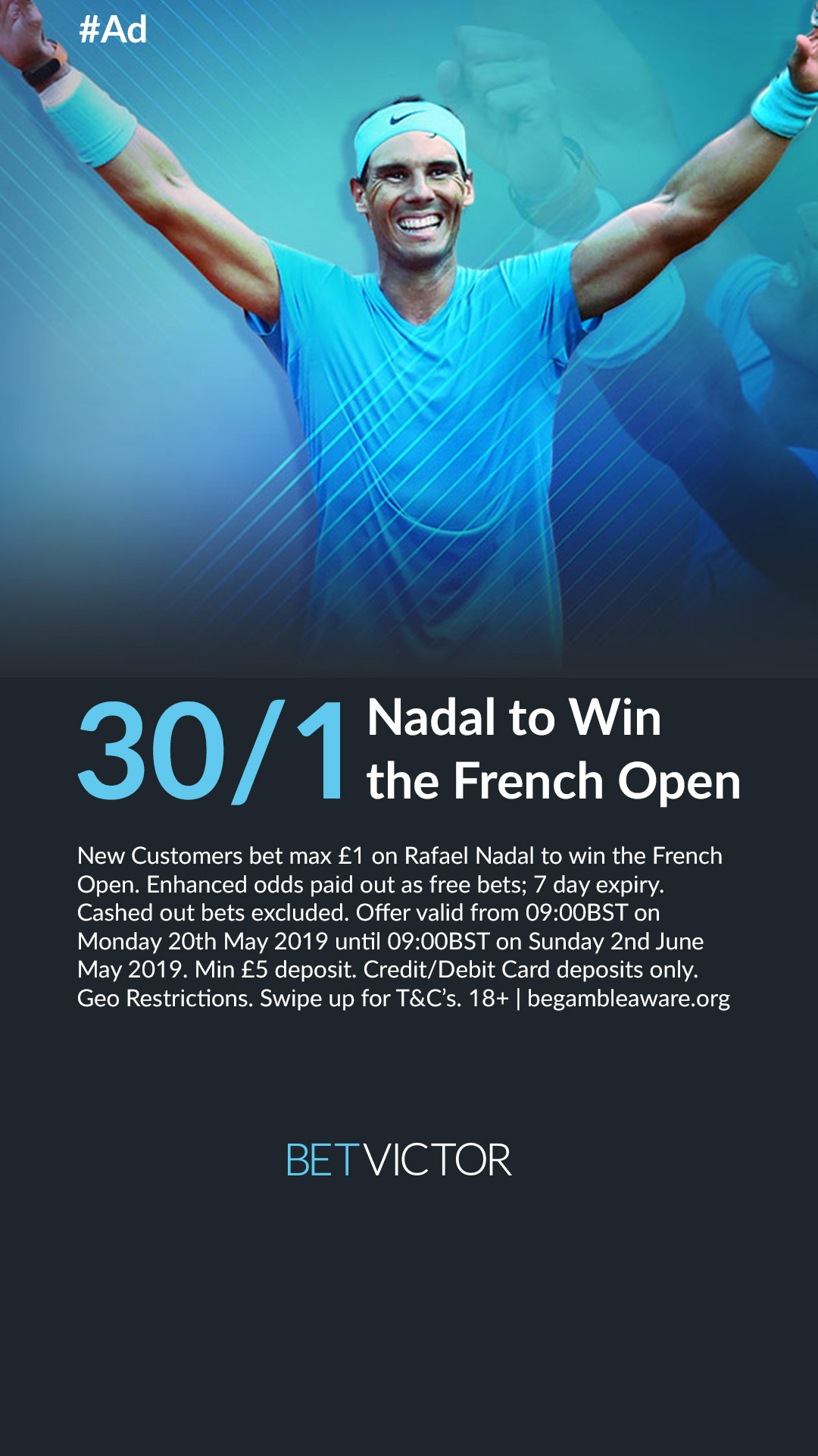 get odds of 30/1 on Nadal